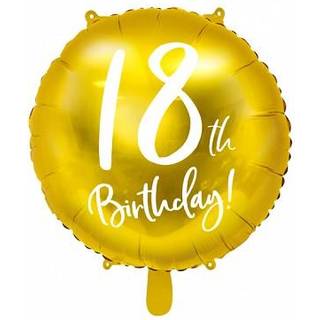 18" Folieballon Guld & Hvid til 18-års Fødselsdag – Flyver højt i uger!