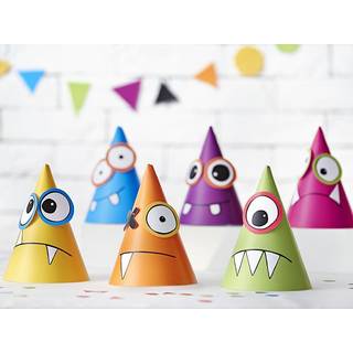 6 stk. Monsters, partyhatte