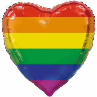Hjerte Rainbow folieballon, 92 cm