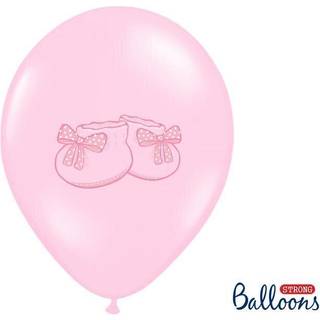 6 stk. Baby Sko Balloner lyserød latex 12" – Ideel til barnedåb &amp; babyshower dekoration