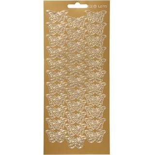Guld Sommerfugle Stickers - 10x23 cm, 1 ark