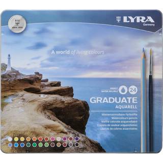Lyra Graduate Aquarell Farveblyanter, 24 stk Sæt med 24 stk akvarelfarveblyanter Farveblyanterne har en stregbredde på 3.3 mm. Deres akvareleffekt gør det nemt at blande og påføre farverne, som du måtte ønske.
