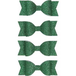 Grøn Glitter Sløjfer 31x85 mm - 4 stk. Pakke