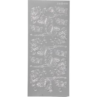Sølv Folie Stickers med Roser - 10x23 cm