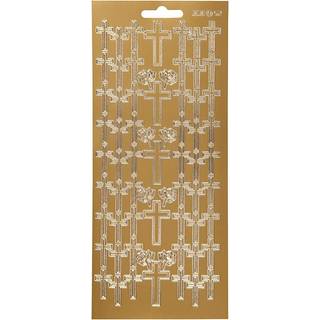 Guld Kors Stickers - 10x23 cm, 1 ark