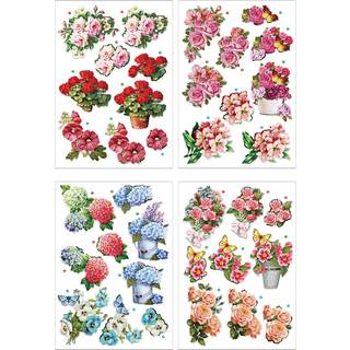 3D Blomster Motiver - 4 Ark A4 til Kreative Projekter
