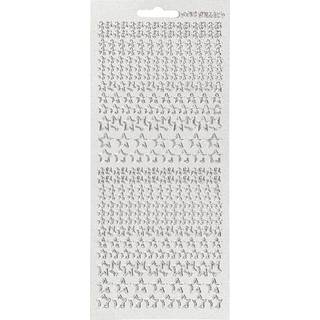 Sølv Stjerner Stickers - 10x23 cm, 1 ark