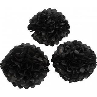 Sort Papirpomponer - 3 stk. i 20, 24 og 30 cm