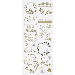 Guld Fugle Stickers - 10x24 cm, Elegant Dekoration