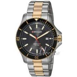 Wenger Seaforce Quartz Black Dial Silver and Gold Stainless Steel Bracelet Strap Men's Watch 01.0641.127