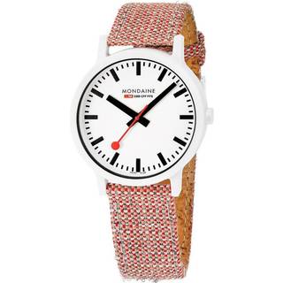 Mondaine Essence Quartz White Dial Red Textile Strap Unisex Watch MS1.41110.LP