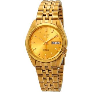 Seiko 5 Automatic Gold Dial Gold PVD Stainless Steel Bracelet Men's Watch SNK366K1