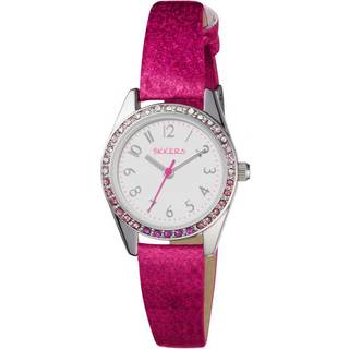 Tikkers Quartz Pink Glitter Strap White Dial Girls Watch