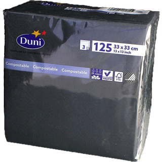 Duni servietter 3-lags 33x33cm sort