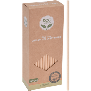 Excellent Houseware ECO Friendly Unbleached Craft Paper Straws (U) 100 stk.
