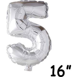 Sølv tal folieballoner 41 cm.-Nr. 5