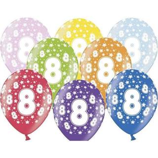 6 stk. Fødselsdagsballoner Metallic Mix – Perfekt til 8 Års Jubilæum Helium Dekoration