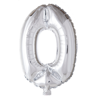 Sølv tal folieballoner 41 cm.-Nr. 0