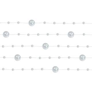 5 Stk. Sølv Metallic perleguirland - 130 cm