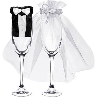 2 stk. brudeparrets glas og tøj sæt - elegant og moderne design