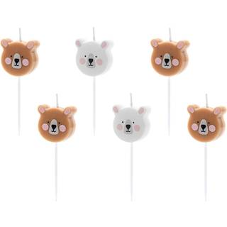 6 stk Cupcake lys - Bamse bjørn