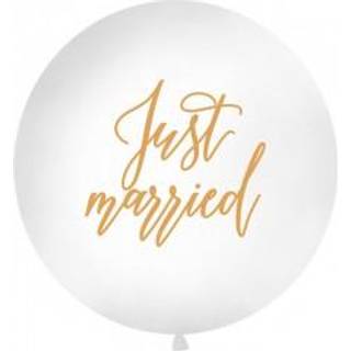 1 stk Kæmpe ballon "Just married"- 1 meter hvid