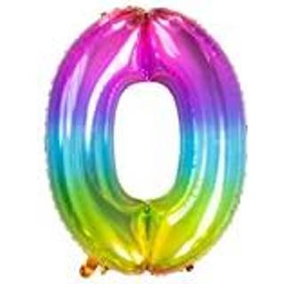 Folienballon Zahl 0 Regenbogen
