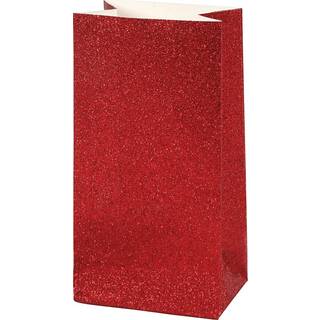 Vivi Gade Gavepose, 9x6x17cm, Rød glitter, 8 stk