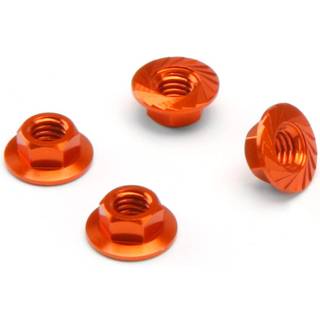 HPI Serrated Flange Nut M4 (Orange/4Pcs)