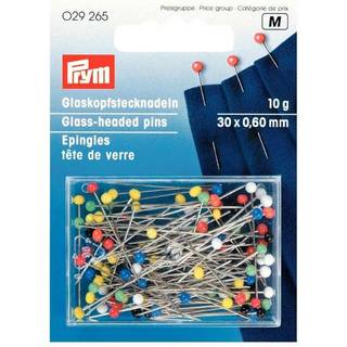 Stecknadeln mit Glaskopf mehrfarbig 30mm 10g - Silber, Mehrfarbig