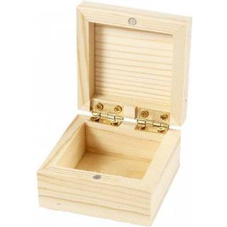 Elegant træ smykkeæske 6x6x3,5 cm med magnetlås