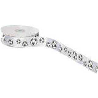 Satinbånd m/fodbolde  25mmx20m hvid