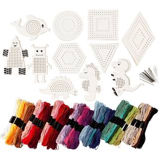 Broderifigurer sæt med garn, 8-17 cm, assorterede farver