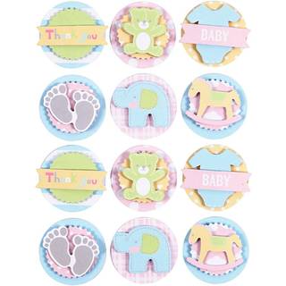3D Baby Stickers - Runde Motiver, 35 mm, 1 Ark