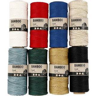 Bambussnor 1 mm - Ass. Farver, 8 ruller á 65 m