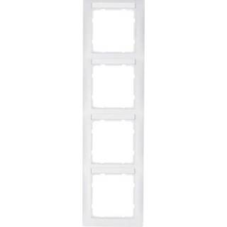 Berker Ramme 4 modul m/labelfelt lodret s. hvid