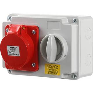 CEE vægudtag med afbryder IP44 32A/400V 3P+N+J