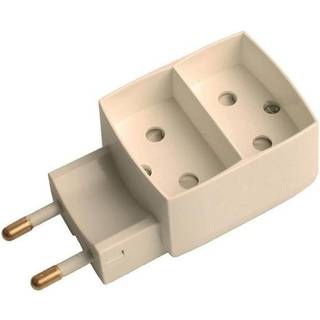 Dobbeltstik grå 2 flade udtag 250V 10A
