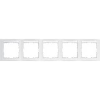 Berker Ramme 5 modul m/labelfelt vandret s hvid