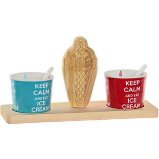 Glassæt DKD Home Decor Multifarvet Keramik Fyrretræ