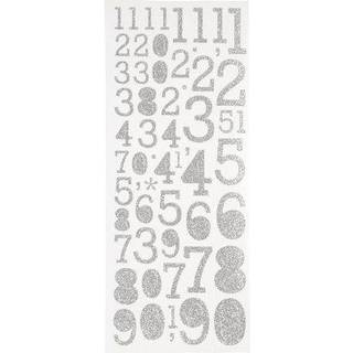 Focus Glitterstickers Silver Numbers - Klistermærker