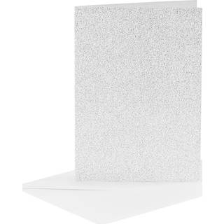 Sølv Glitter Kort og Kuverter - 4 Sæt