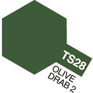 Tamiya - TS-28 - Olive Drab 2 (Flat) - Spraymaling - 100 ml