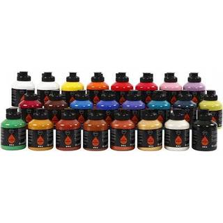 Akrylmaling , halvblank, ass. farver, 24x500 ml/ 1 pk.