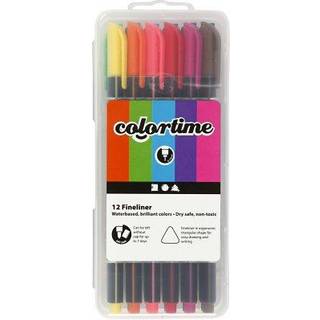 Colortime Fineliner Tusch - 12 Ass. Farver, 0,6-0,7 mm