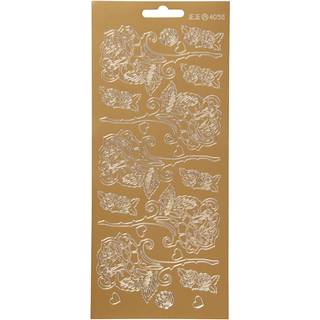 Guld Roser Stickers - 10x23 cm, 1 ark