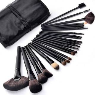 Professionelt makeup børstesæt: 24 børster i læderetui