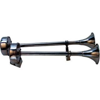 Signalhorn båd / trompethorn 12 V Roca Horn Twin Trumpet, rustfrit stål, elektromagnetisk, udvendig, 345 mm