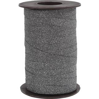 Glitter Gavebånd - Sort, 10 mm, 100 m Rulle