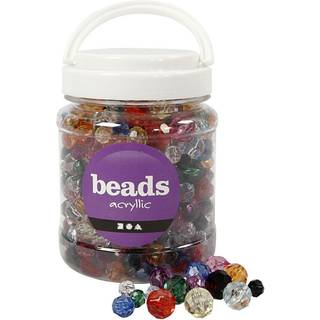 Facetperler A-kvalitet, assorterede farver, 500 g